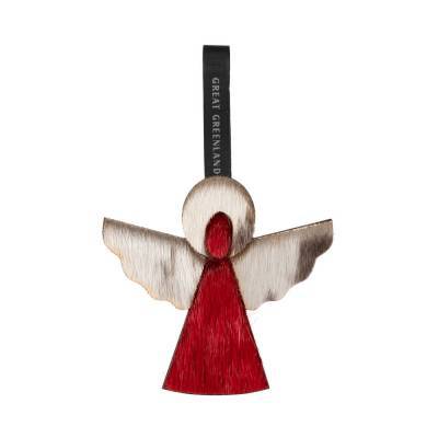 Tr� Julepynt - Engel, R�d/Natur